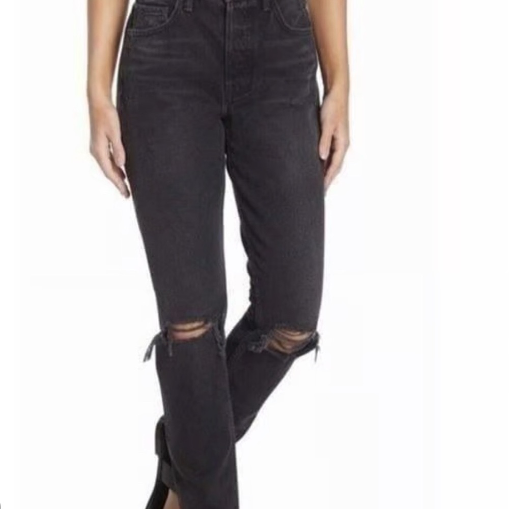 GRLFRND High Rise Black Distressed Jeans